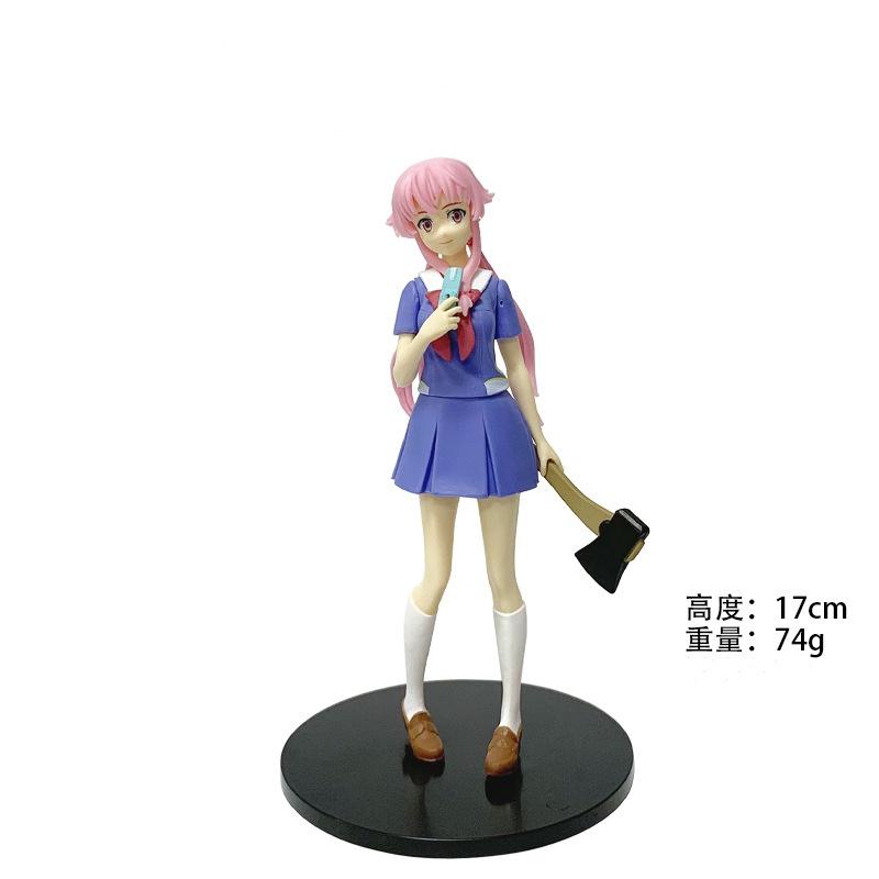 

New 17cm Future Diary Mirai Nikki Gasai Yuno Anime Uniform Dress Standing Posture Action Figure Model Holiday Gifts Desktop Toy