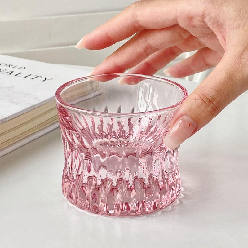Novel Crystal  Glass Cup Thick Pink Ladies Wineglass Whisky Puck Transparent Brandy Cup Ice Coffee Cup