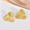 Retro Geometric 304 Stainless Steel Ear Studs with Concave-Convex Design