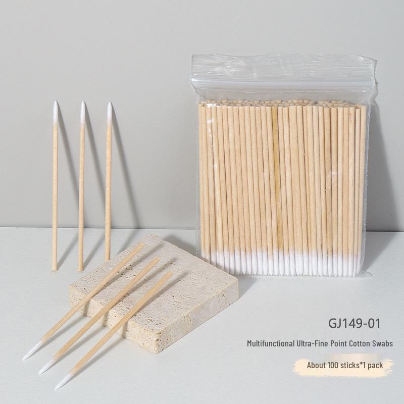 100-Pack Ultra-Fine Pointed Cotton Swabs for Nail Art Gel Removal and Crevice Cleaning