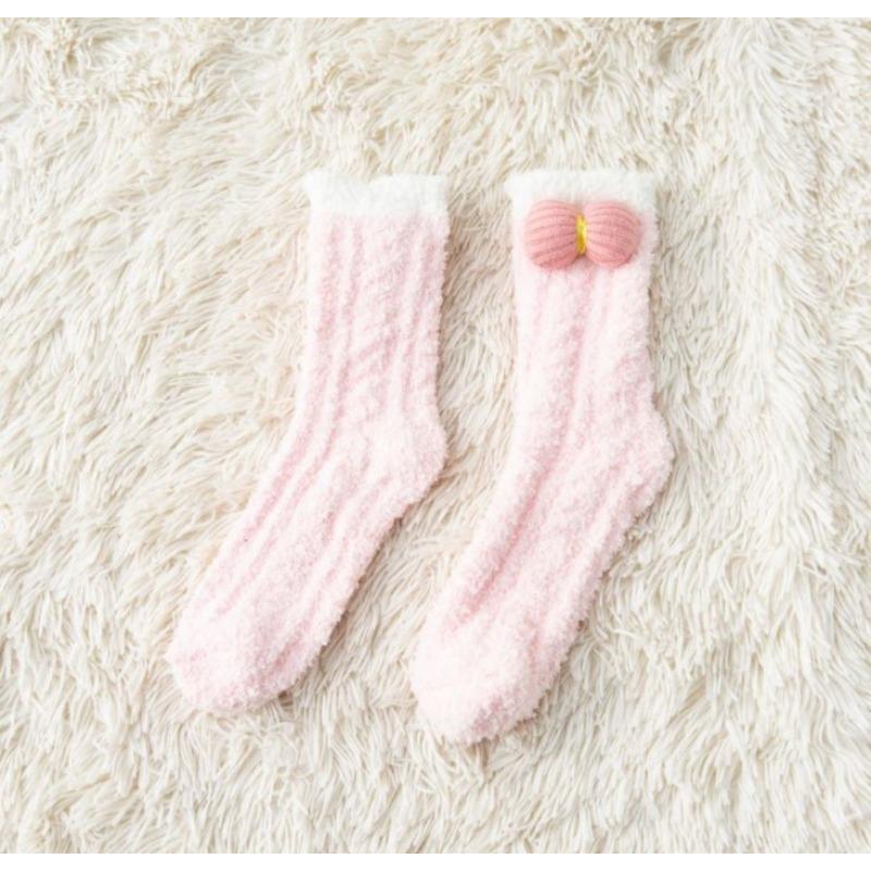 Autumn and Winter New Women's Medium Tube Cartoon Animal Three-dimensional Coral Fleece Socks Doll Women's Socks Floor Socks Home Sleep Socks Women