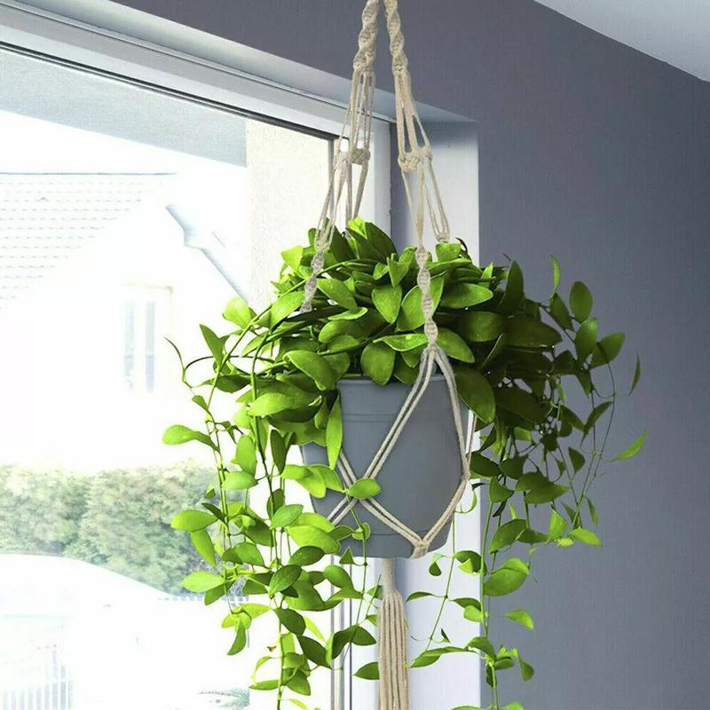 2 STK Makrame Jute Plantehenger Urtepotteholder Veggkunst Hage hengende tau