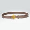 Women's Belts Flowers Fashion Decorative Belt Women's Decorative Dress Black Two-layer Cowhide Belt