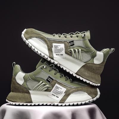 Four Seasons Green Men's Fashion Sneakers Mesh Breathable Casual Sneakers Man Comfortable Low-Cut Platform Shoes For Men Trainer