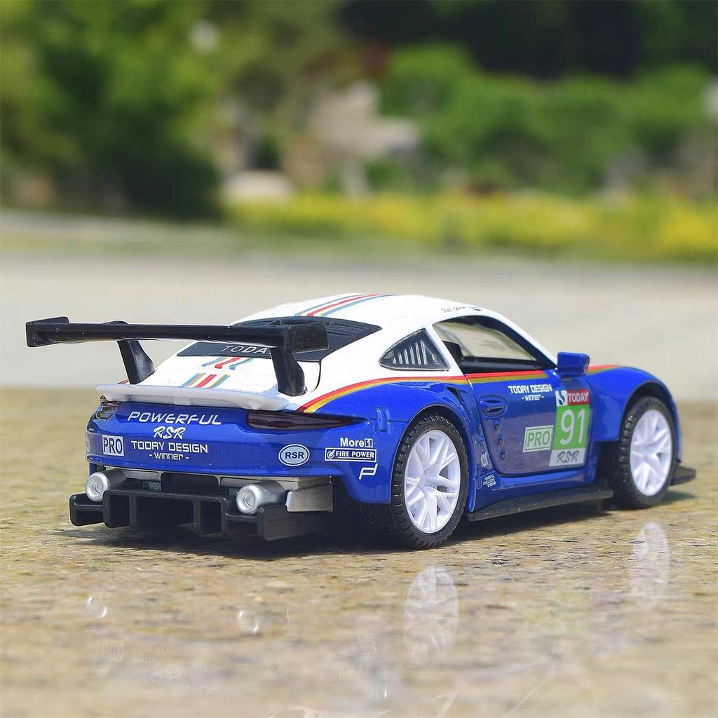 Porsche 911 GT3 RSR Wersja dopasowująca Symulacja Diecast & Toy Pojazdy Dźwięki & Światło Samochód Pull Back 1:Model supersamochodu ze stopu 32