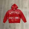 Vale Classico Schwarzer Reißverschluss Hoodie Stoffstickerei Heißer Diamant Washed Hoodie Pullover