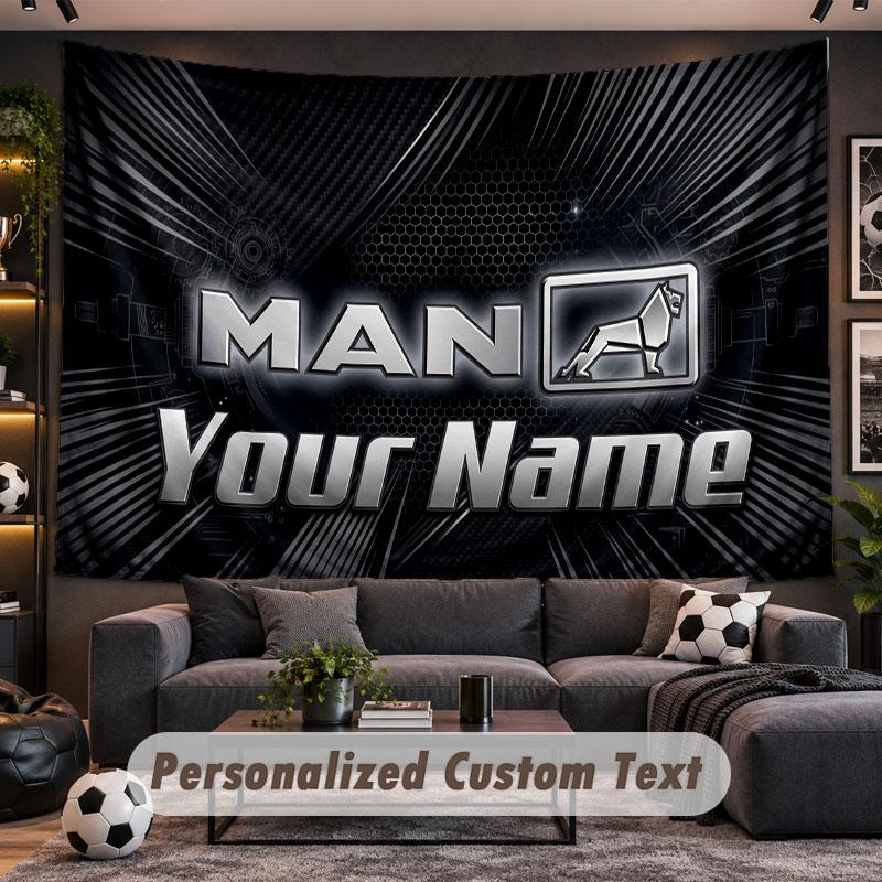 Wall Hanging Tapestry Custom NameMAN Truck Pattern Personalized Printed Fabric Wall Decor