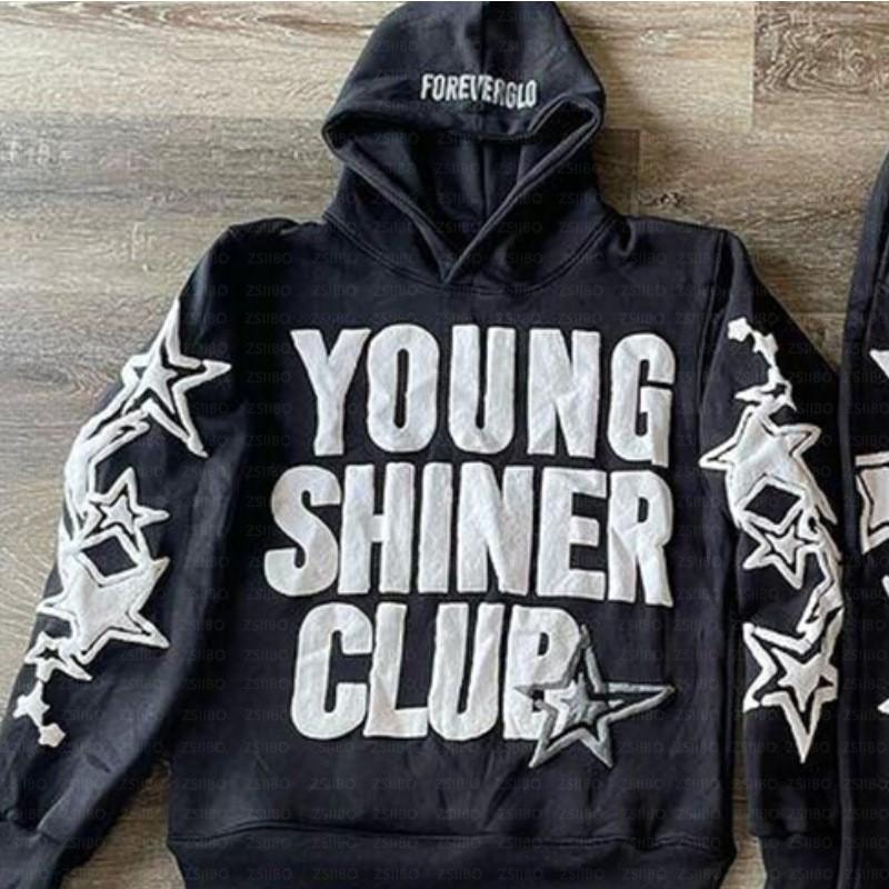 Gothic Hip Hop Hoodie 3D Star Letter Print Streetwear Unisex Casual Pullover