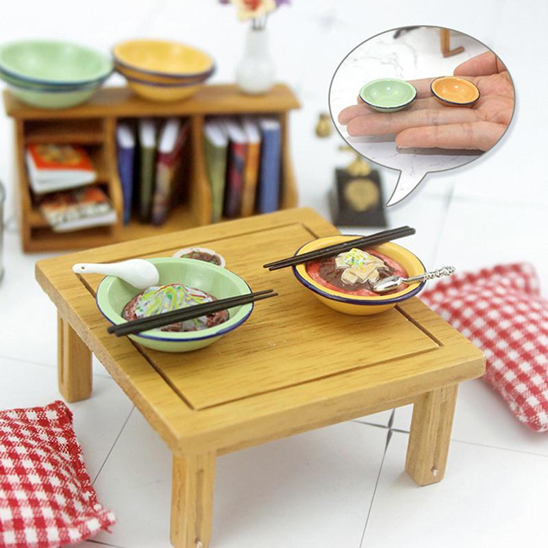 1:12 Dollhouse Miniature Old Style Retro Soup Basin Food Fruit Bowl, Dishes Plate, Bowl Kitchen Tableware Dollhouse Accessories
