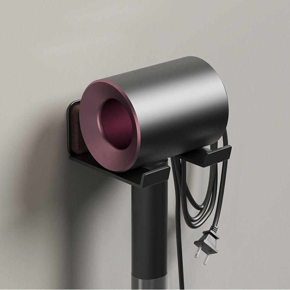 Wall Mount Bathroom Shelf Self Adhesive Hairdryer  Storage Rack Wood Hairdryer Holder  Home