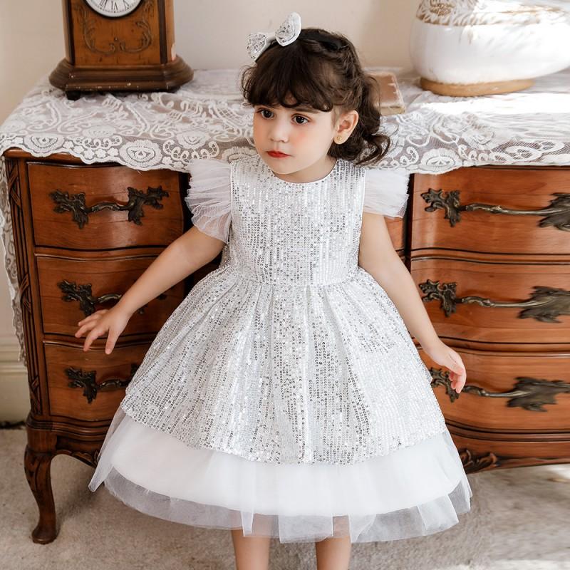 Baby Mädchen Prinzessinnenkleid Geburtstagsparty Pailletten Schleife Kleid Kleinkind Kinder Herbst Winter
