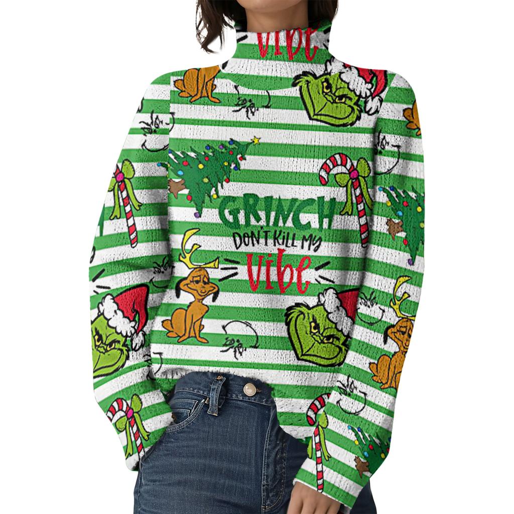 Weihnachts-Sweatshirts für Damen, Strickpullover, süßes Hemd, Herbst, Rollkragenpullover, Tops