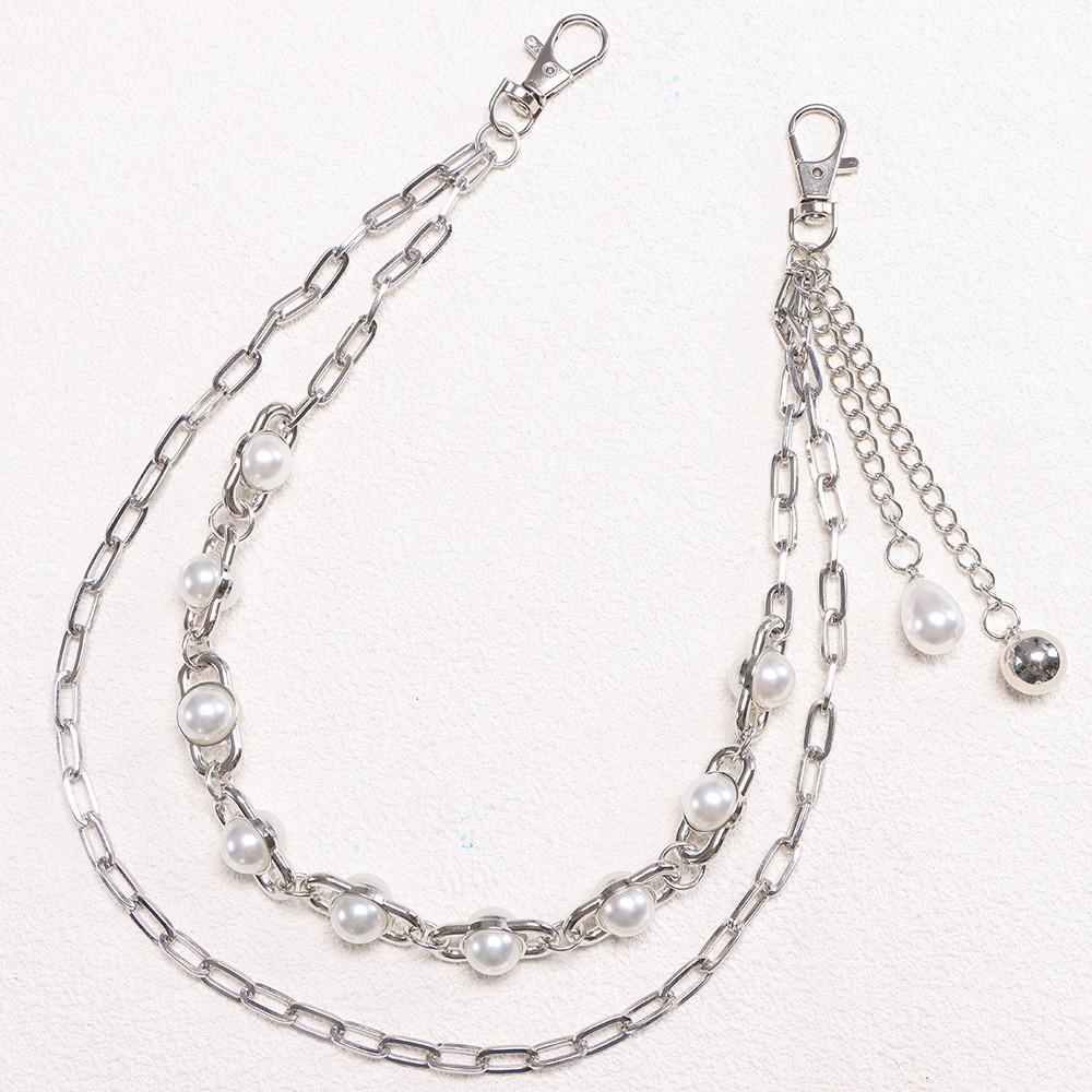 Metal Hip Hop Pearl Embellished Belt Chain For Men And Women Gift