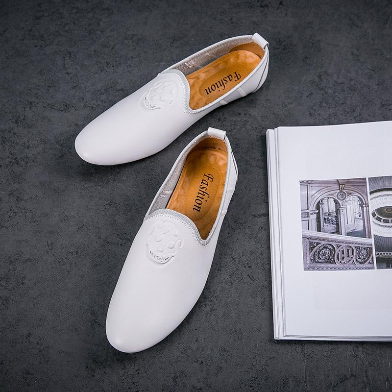 Genuine Leather Men's Slip On Footwear Punk Style Office Man Formal Shoes Wedding Party Men Dress Shoes Breath Loafers Moccasins