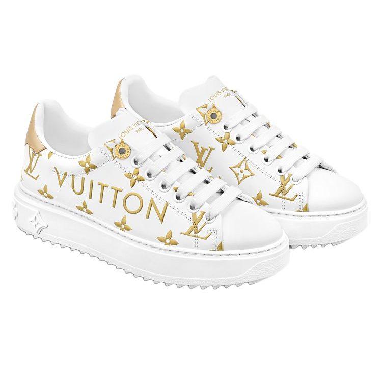 Louis Vuitton Time Out Sneakers 'White With Gold Monogram' Women's 1AAVVQ
