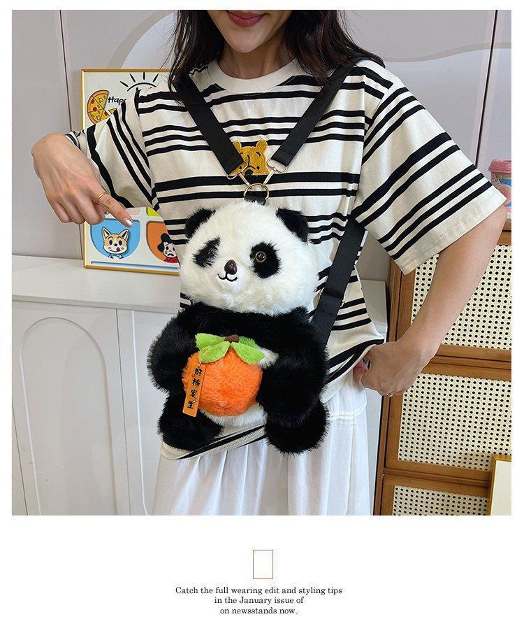 Schoolbag cute panda base plush bag female cartoon doll backpacking travel commemorative 1011 new soft girl backpack