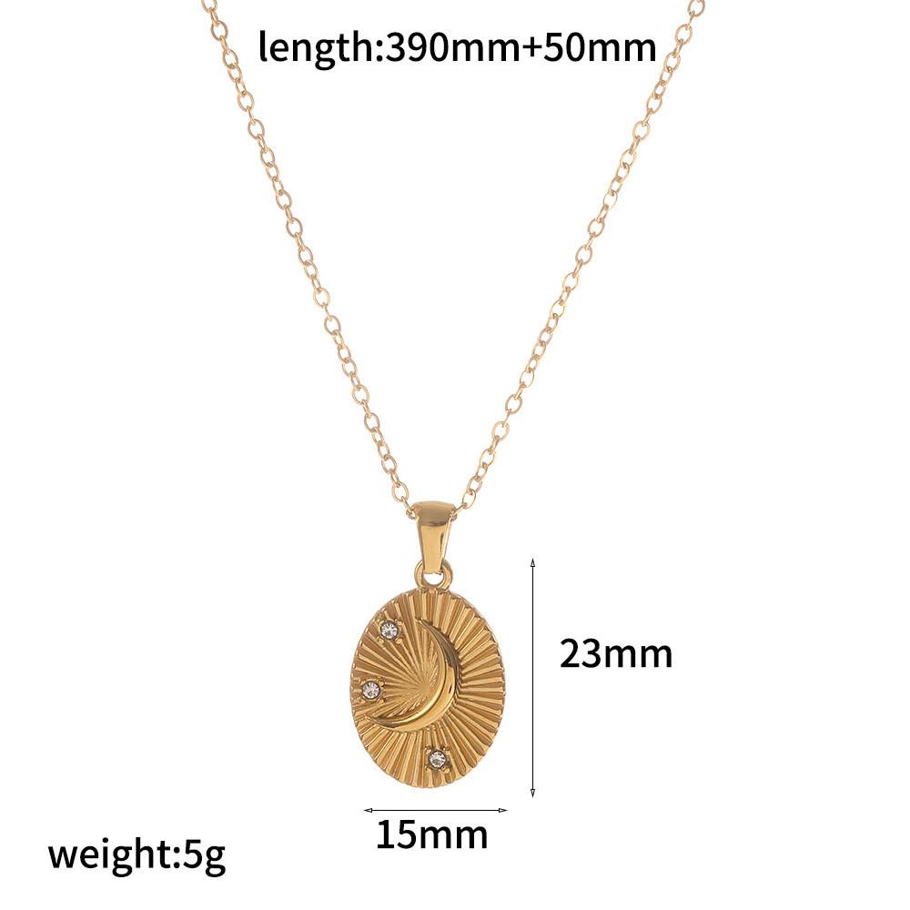 

Star Moon Necklace With Colored Zircon Stainless Steel Chain For Casual Women TN3689