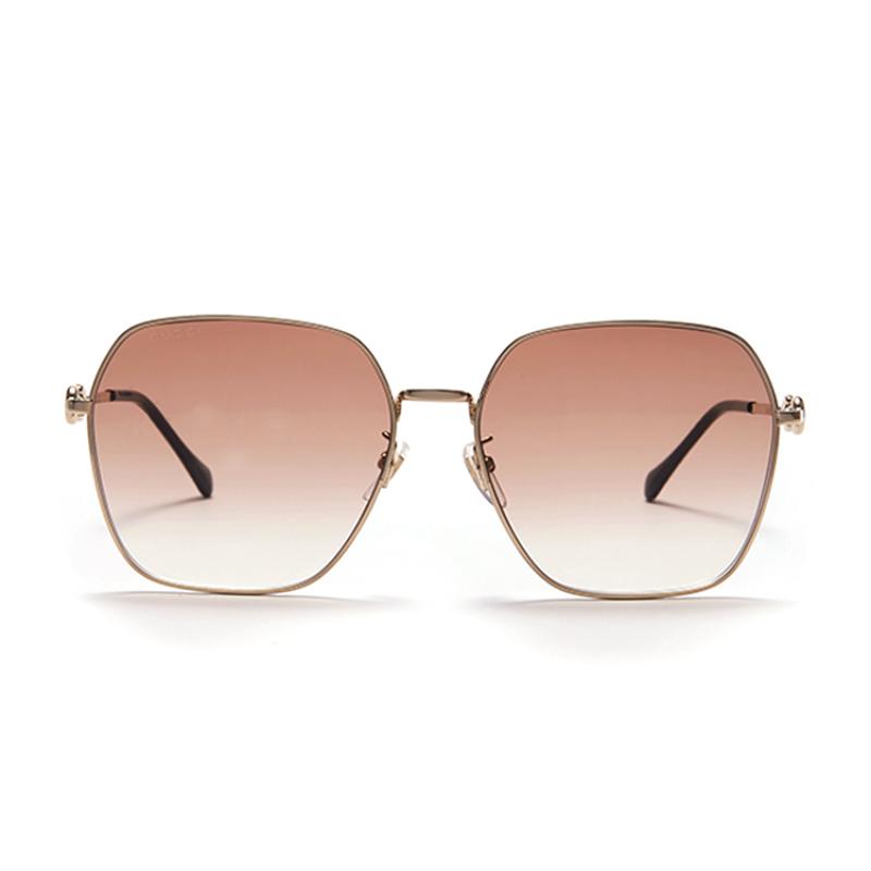 GUCCI Horsebit Vintage 1955 Square Frame Sunglasses Light Brown Lenses Metallic Square Sunglasses Women's Gold