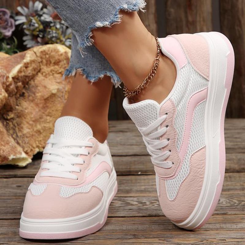 Fashion Women's Sneakers New Breathable Mesh Sports Shoes Women Spring Autumn Solid Lace Up Sneakers Woman Non-Slip Platform Casual Shoe
