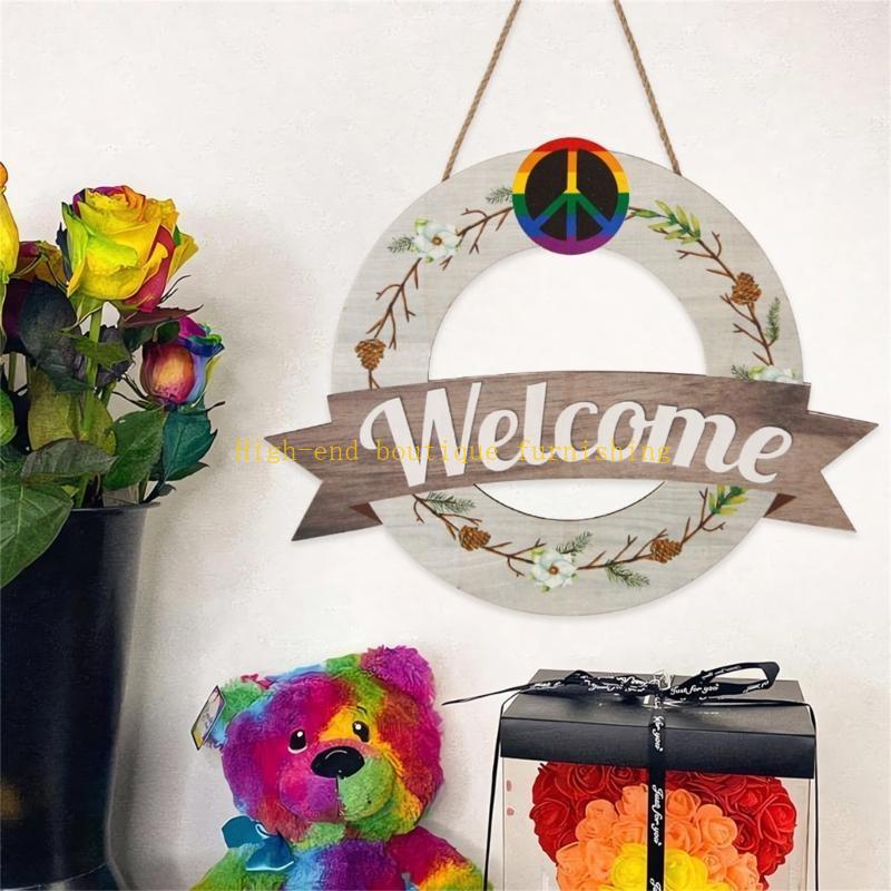  Interchangeable Welcome Sign with Changeabled Icons for Christmas Wreath