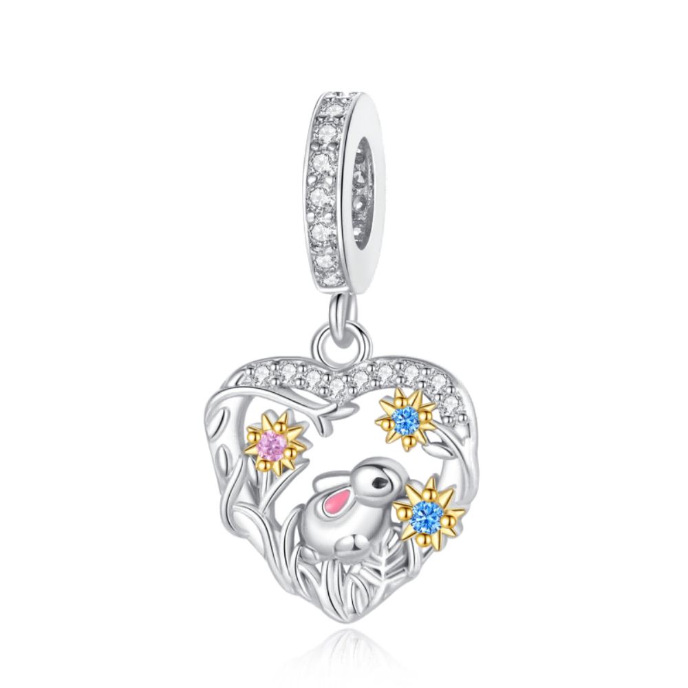 Flower Charms Fit Bracelets Sunflower 925 Silver Tulip Sakura Daisy Rose Flowers Beads DIY Jewelry Making