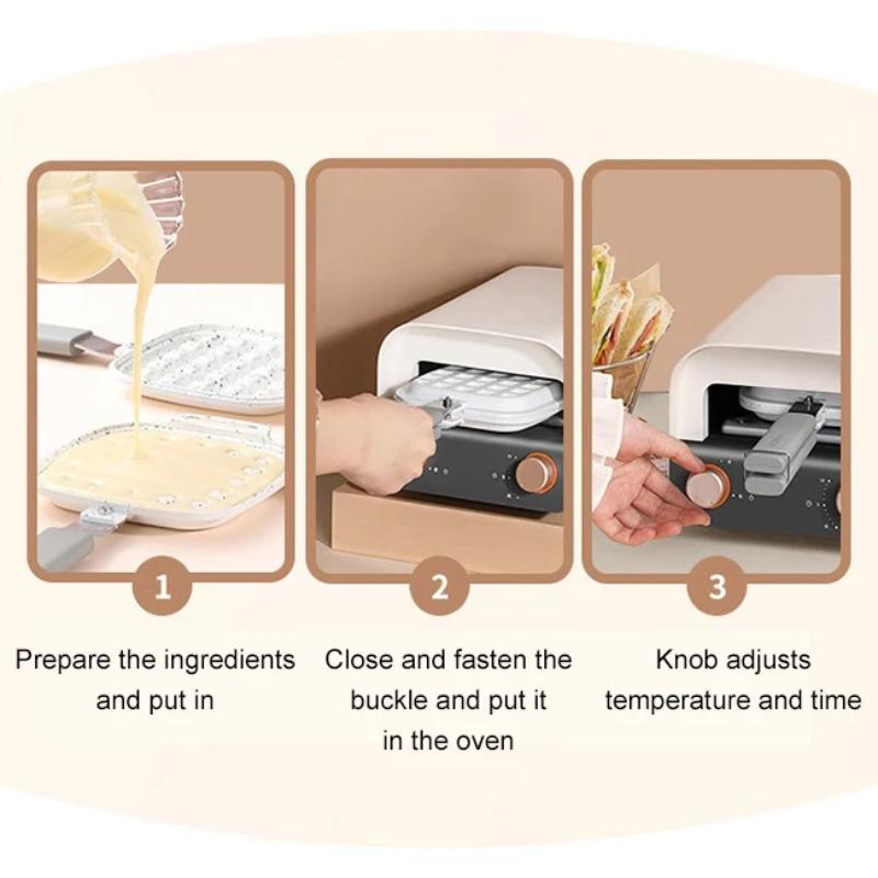 Multifunktions-Frühstücksmaschine, Waffel-Sandwich-Maker, 2-in-1-Waffeltopf, Eisen-Backform, Kuchen-Backofen, Toaster