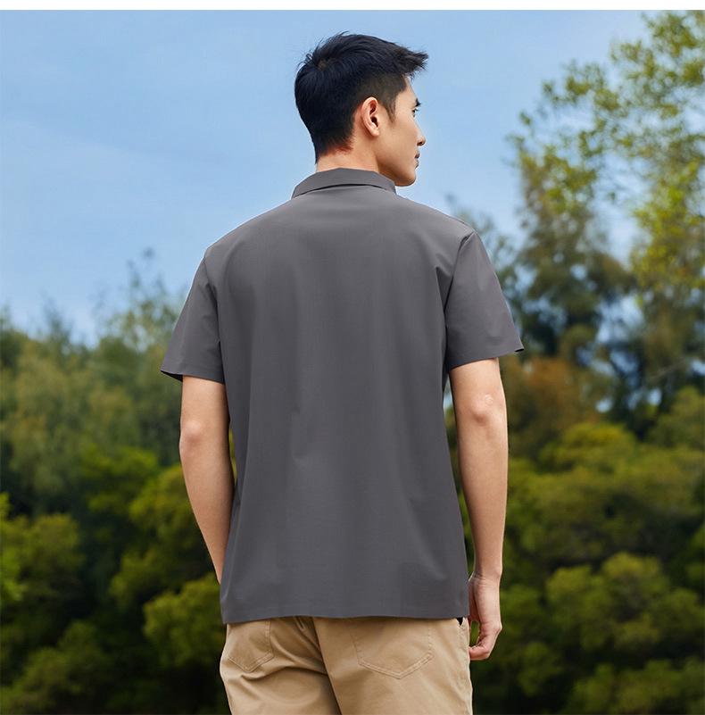 Unisex Summer Ice Silk Polo Shirt, Short Sleeve, Elastic Business-Casual, Custom Logo Option