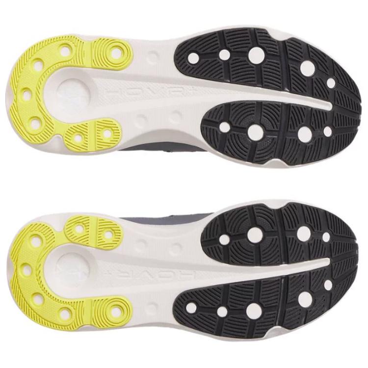 Under Armour Unisex UA Infinite MVMNT Shoes Downpour Gray Silica Green Noble Gold 3028667-024
