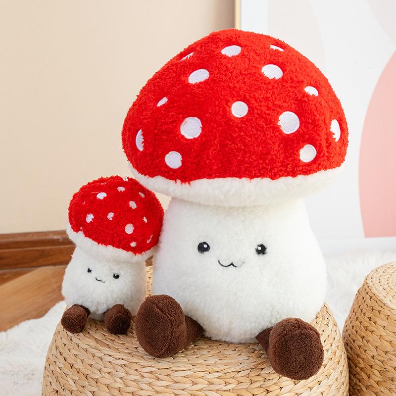 New Soft Cartoon Mushroom Plush Vegetable Toy Fluffy Stuffed Hug Pillow Realistic Natural Plant Baby Doll Comfort Birthday Gift