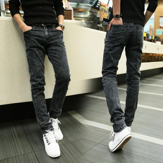 Men's Elastic Slim Fit Jeans - Black, Trendy Long Pants for Spring/Autumn 2022