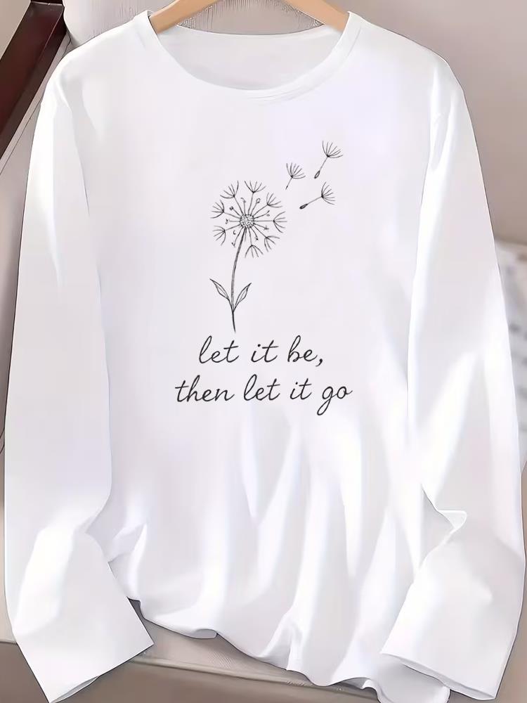 (Asian Size) Women T Shirt Tee Lady Printed Trend Cute 90s Female Clothing Casual Fashion Top Long Sleeve Graphic T-shirts