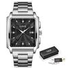 LIGE Luxury Man Wristwatch Waterproof Luminous Date Stainless Men's Watches Sports Square Men Watch Casual Quartz Male Clocks