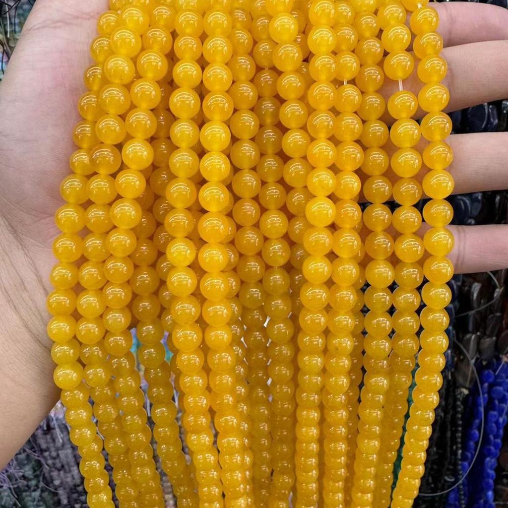 Yellow Chalcedony Round Loose Beads - Popular Style DIY Jewelry Accessories