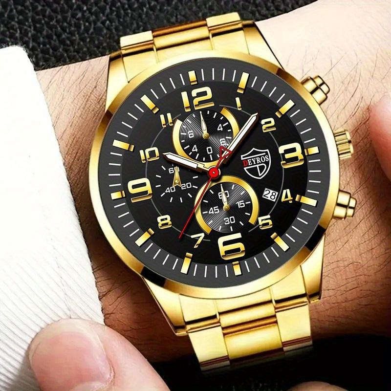 1 Stück Herrenmode Sport Quarzuhren Edelstahlarmband Armbanduhr mit , Beste Geschenke für Ihn