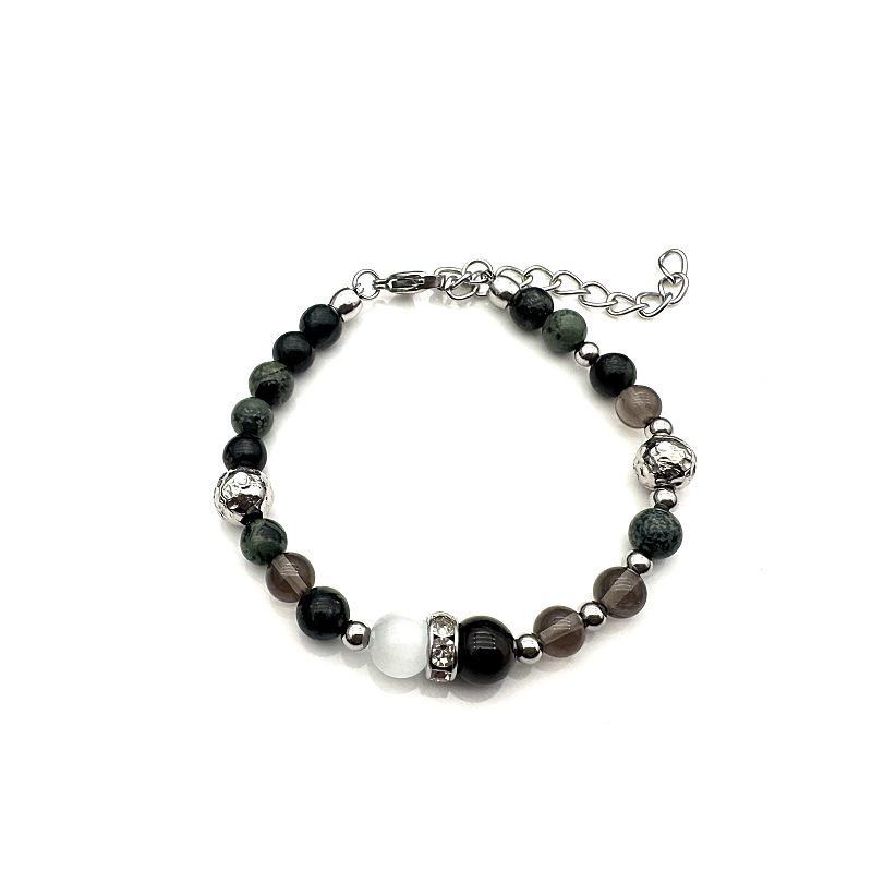 Gaga Pave Strass-Abstandshalter-Armband: Nationaler Stil Color Block, Handgefertigter Schmuck mit Natursteinperlen für Damen und Herren