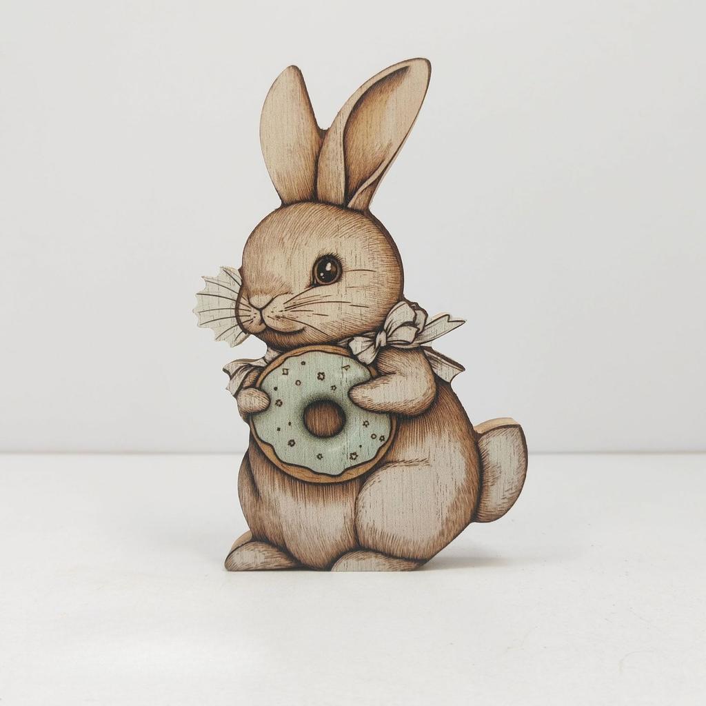 Wooden handicrafts, rural ornaments, cute Easter rabbits, Easter party gifts
