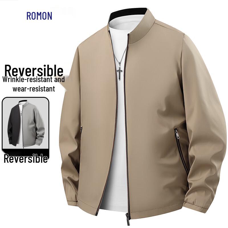Romon Men's Windproof Stand Collar Business Casual Jacket