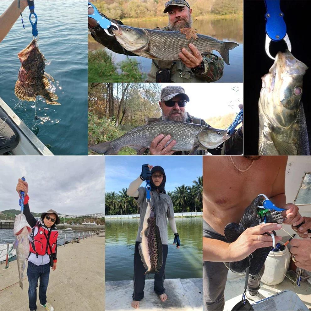 Fishing Lip Gripper Fish Plier Hand Grip Portable Aluminum Alloy Fishing Grip Hook Gripper With Weight Scale Fishing Accessories