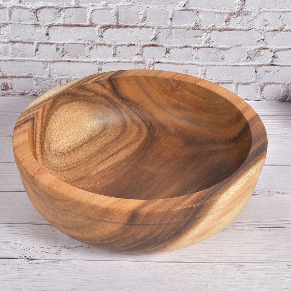 Haushalt Küche Holz Mahlzeit Schüssel Suppe Obst Salat Lebensmittel Container Geschirr Werkzeuge 32,5x10,5 cm