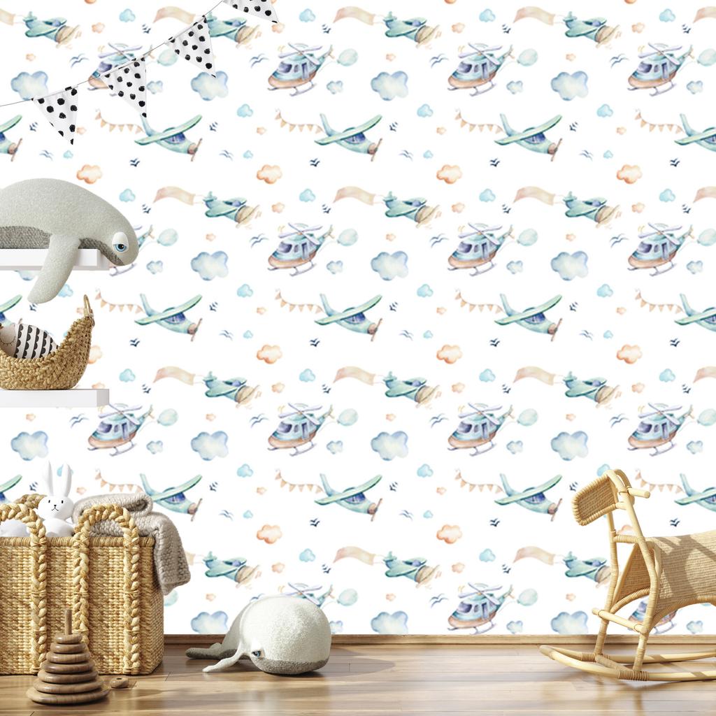 Planes and Helicopters Wallpaper for Living Room and Bedroom 50x1000