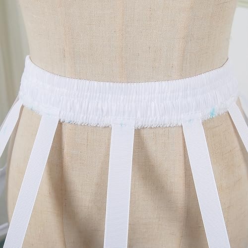 [Housaku Co., Ltd.] Colored Pannier Petticoat Hoop Skirt Victorian Dress Crinoline Underskirt Lolita Pannier (White Long A)