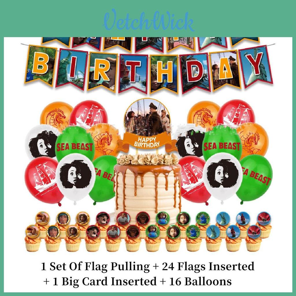 The Sea Beast Birthday Party Decorative Set With Balloons And Flags