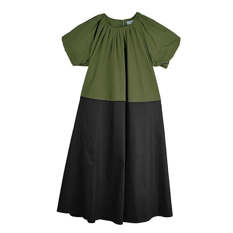 Xitao A-line Contrast Colors Loose Dress ZMY1409