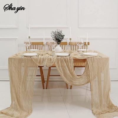 Halbtransparenter Gaze-Tischläufer, Salbei-Käsetuch, Tischdekoration, Esszimmer, Vintage-Stil, Hochzeit, Party, Weihnachten, Bankette, Bögen, Kuchendekoration