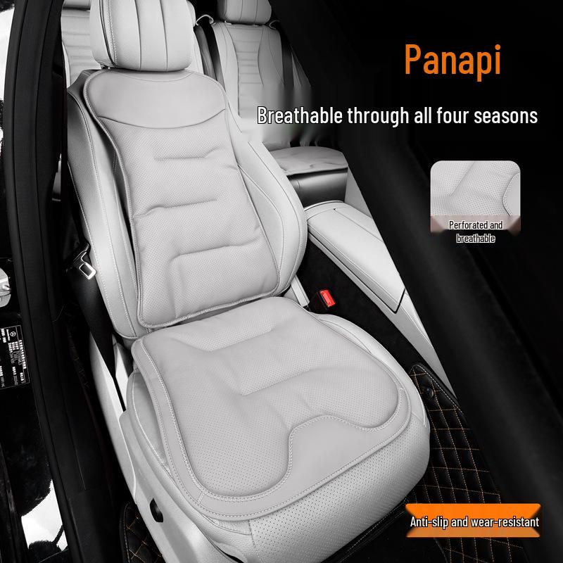Universal Ventilated Car Seat Cushion for BMW, Mercedes-Benz & Xiaomi - Four Seasons, Lumbar Support, Rear Integrated, Single Driver Seat.