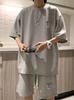 Men's Trendy Summer Sportswear Set - Short Sleeve T-Shirt & Casual Basketball Shorts, Korean Style 2025