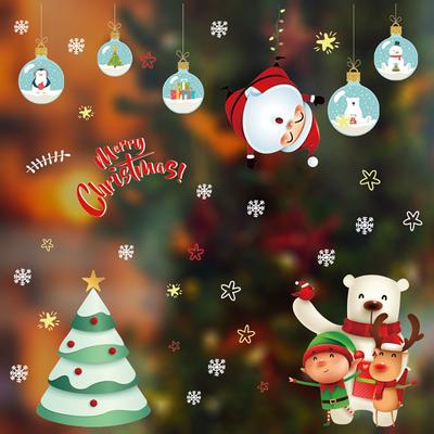 Neu Weihnachten Abnehmbare Santa Fenster Glas Aufkleber Home Shop Dekoration