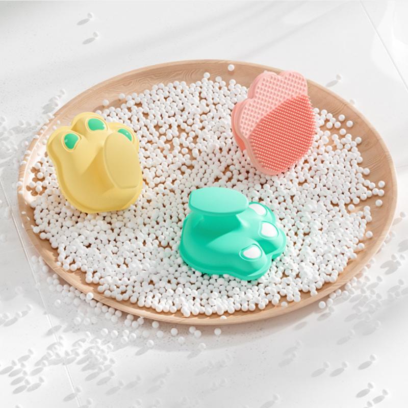 Soft Silicone Paw Shaped Bath Brush With Gentle Bristles And Massage Design Perfect For Baby Bathing Pet Grooming