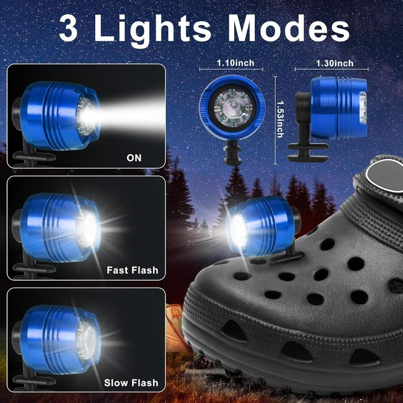 Headlights for Croc Shoes, LED Torch Light Charms Accessories for Adults and Kids, 3 Modes Small Flashlight Headlamp Attachment