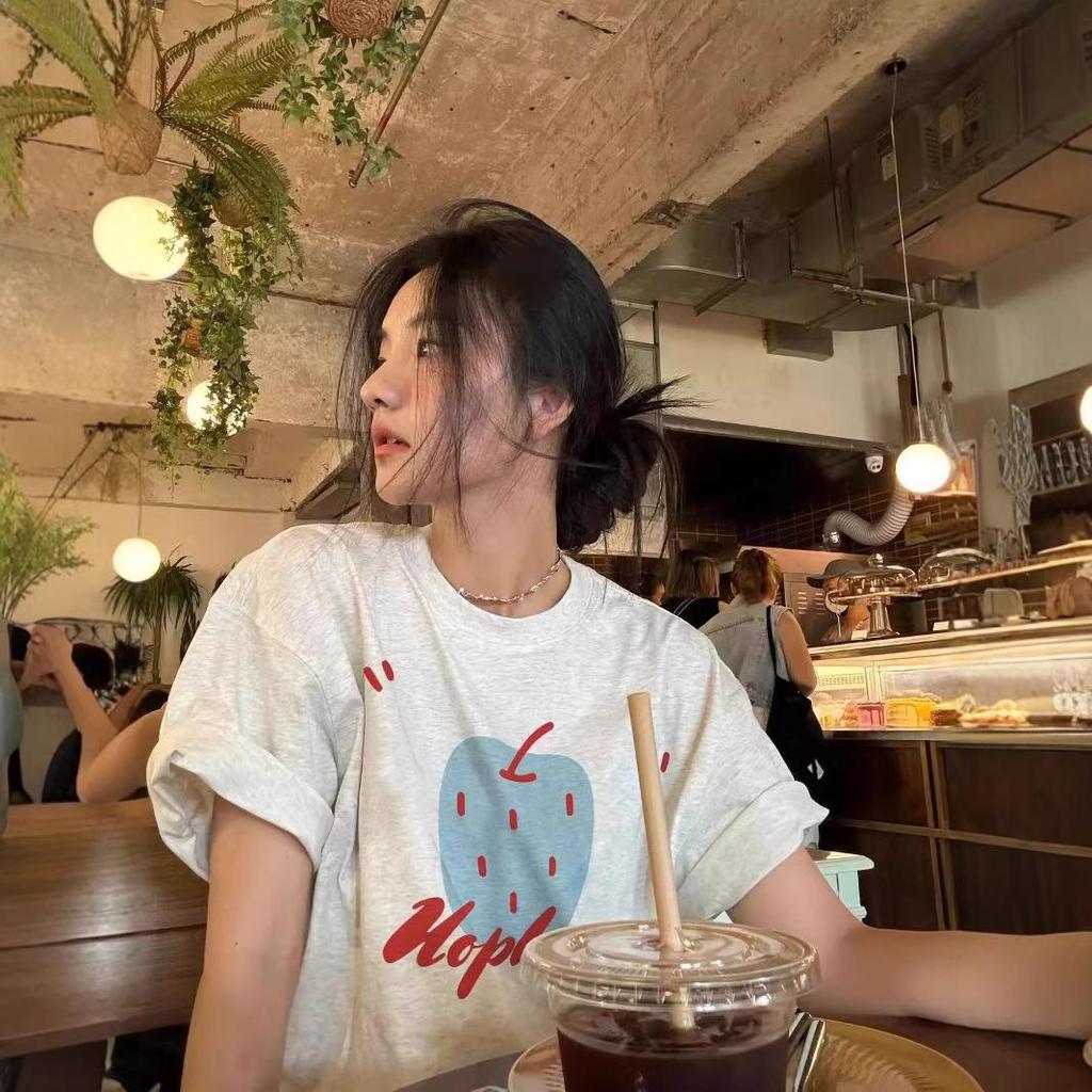 2025 Plus Size Women's Pure Cotton Short Sleeve Top - American Style